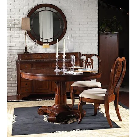 Round Pedestal Table and two Regent's Park Side Armless Chairs